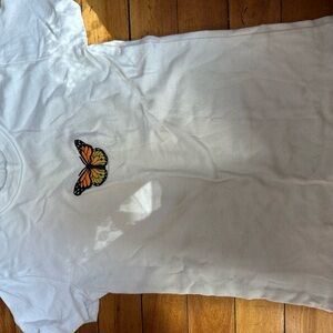 Brandy Melville White Tee with Butterfly Design